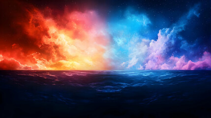 Colorful Night Cityscape with Starry Sky