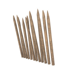 Spiked Palisade, 3d illustration isolated on white background