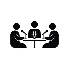 Podcast Recording Session Illustration With Microphone And People Talking Business Meeting