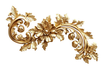 Ornate floral embellishment in lustrous gold embodying classic elegance and artistry for timeless charm