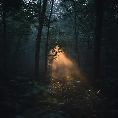 Naklejka premium Forest Sunlight Beam