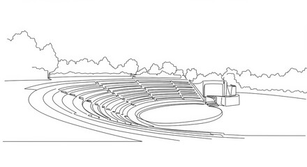 Minimalist line drawing showcasing a classic outdoor amphitheater design style