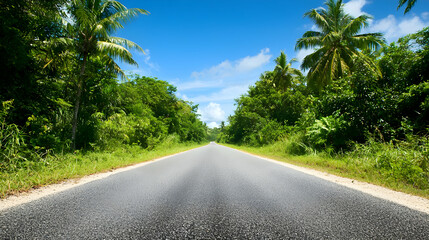 Fototapeta premium Tropical Forest Road Through Lush Greenery