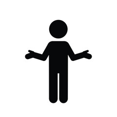 Stick Figure Showing Uncertainty Asking Questions With Open Arms Gesture