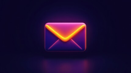 Fototapeta premium Glowing Envelope Icon with Neon Effects for Digital Communication and Messaging Applications