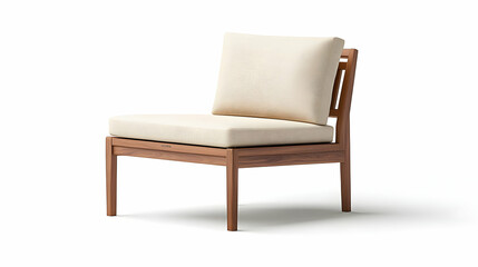 Light Beige Cushioned Wooden Armchair