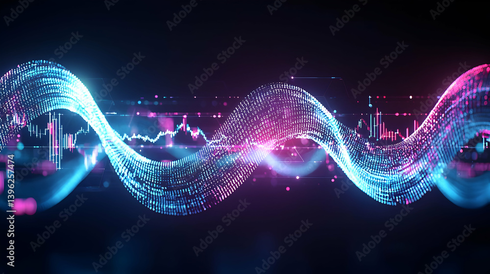 Poster abstract glowing data wave visual design