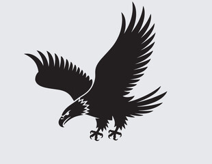 Bold Black Eagle Silhouette Vector with Wings Spread and Claws Extended