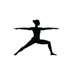 Silhouette Of Woman Performing Yoga Warrior Two Pose On White Background