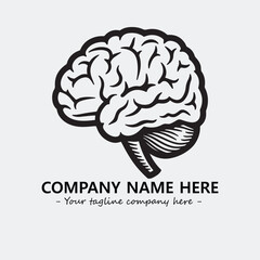 Brain illustration black and white for logo company vector image

