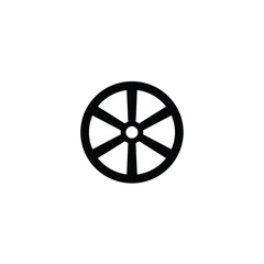 Obraz premium Black Circle With Six Spokes Simple Geometric Shape Symbol Icon