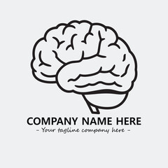 Brain illustration black and white for logo company vector image
