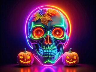 Neon Skull Halloween Wallpaper | Spooky Digital Art