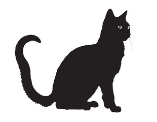 Black Cat Silhouette Clipart – Sitting Cat Vector Image