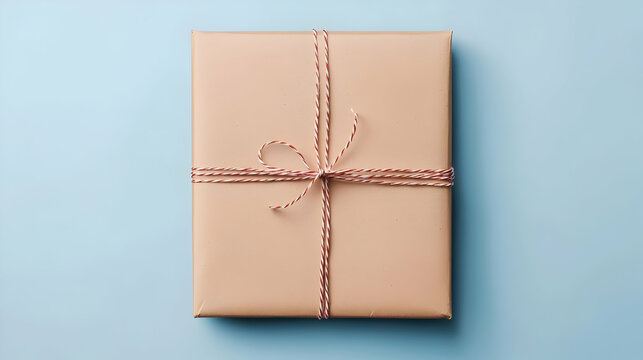 Tied Gift Package On Light Blue Background
