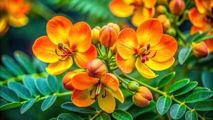 Fototapeta premium Tinnevelly Senna Flower Closeup Botanical Art
