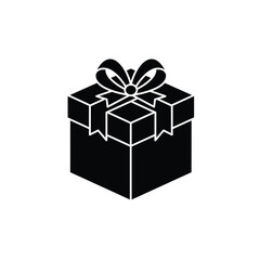 Fototapeta premium Black And White Gift Box Icon Present With Ribbon Bow
