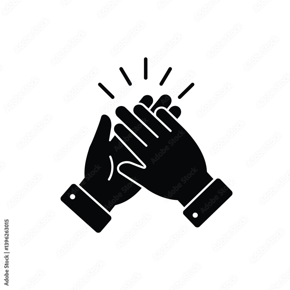 Poster clapping hands silhouette icon symbolizing applause and appreciation in simple design