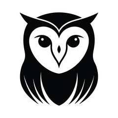 Barn Owl Head Silhouette on White Background