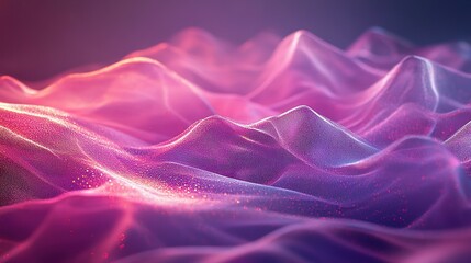 Obraz premium Abstract digital landscape of vibrant pink and purple flowing textures.