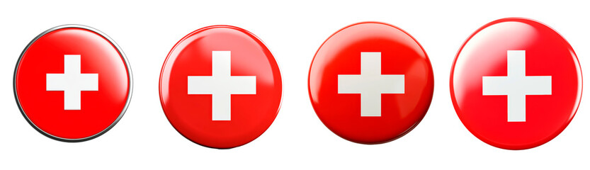 Obraz premium Set of Switzerland flag round button isolated on transparent background