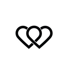 Intertwined Hearts Minimalist Design Symbol Of Love And Connection Black And White © dipu
