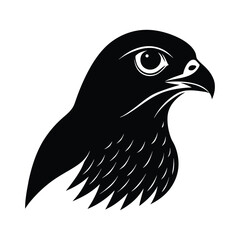 Kestrel Head Silhouette on White Background