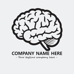 Brain illustration black and white for logo company vector image
