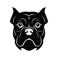 Bulldog Head Silhouette on White Background