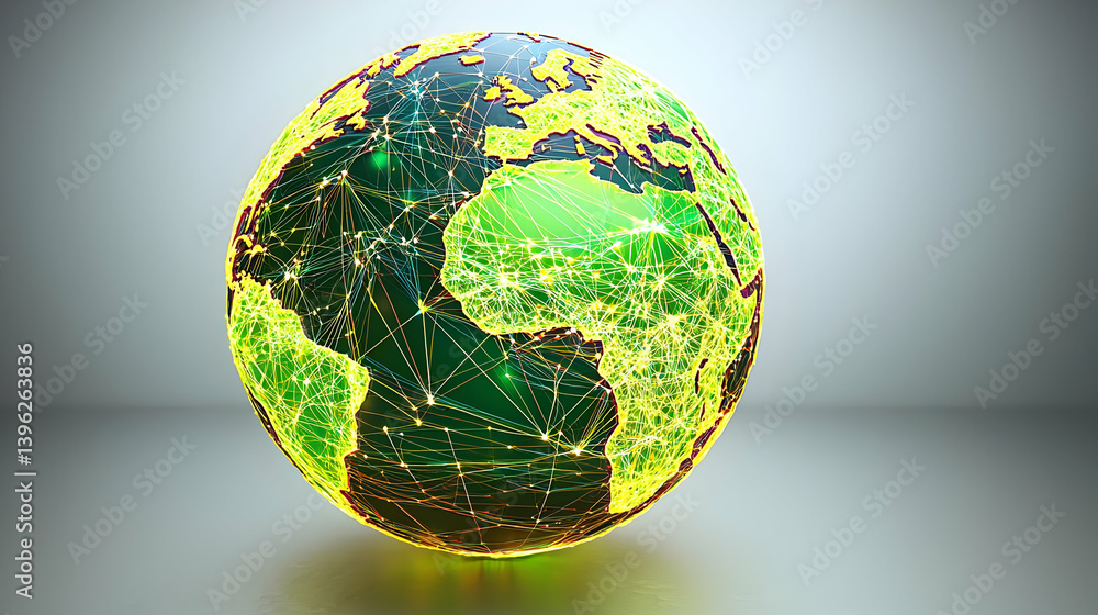 Aufkleber abstract digital representation of earth with illuminated points