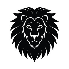 Lion Head Silhouette on White Background