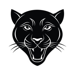 Panther Head Silhouette on White Background
