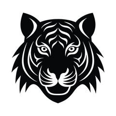 Tiger Head Silhouette on White Background