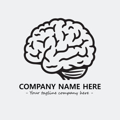 Brain illustration black and white for logo company vector image
