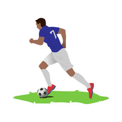 Obraz premium Dribble ball with futsal, football, or soccer player vector.
