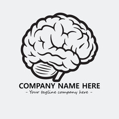 Brain illustration black and white for logo company vector image

