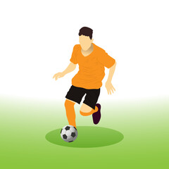 Dribble ball with futsal, football, or soccer player vector.