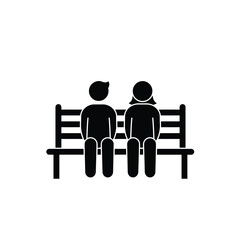 Man And Woman Sitting On A Bench Silhouette Vector Illustration