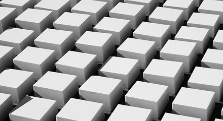 Fototapeta premium Geometric arrangement of white blocks - structure and repetition - design projects and marketing materials