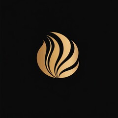 Elegant golden circular logo with flowing, stylized organic shapes