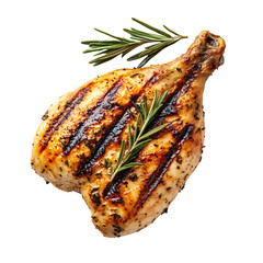 classic grilled chicken with rosemary top-down isolated on a white background
