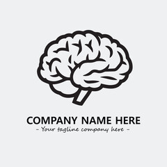 Brain illustration black and white for logo company vector image
