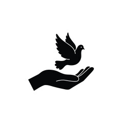 Hand Releasing Dove Bird Silhouette Symbol Of Peace And Freedom Vector Graphic