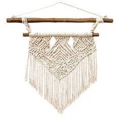 boho wall decor macrame art isolated on a white background