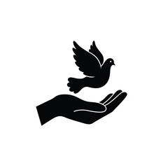 Dove In Hand Illustration Symbolizing Peace Hope And Love Graphic Vector