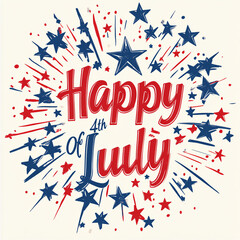 happy 4th of July typography on clean background