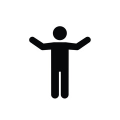 Stick Figure Person Open Arms Simple Design Symbol Silhouette Vector Illustration