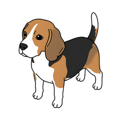 Perro, ilustración prediseñada, estilo de dibujo a mano, fondo blanco, imagen vectorial, isométrica, ilustración