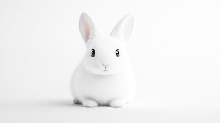 Obraz premium Fluffy white bunny, front view