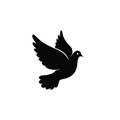 Minimalist Black And White Dove Silhouette Illustration Symbolizing Peace And Freedom